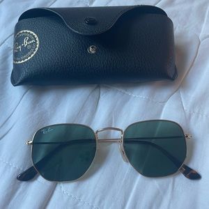 Green and Gold Hexagonal Ray-Ban Sunglasses